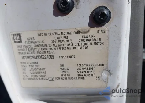 2003 GMC Sierra 2500Hd из США, поврежденный, VIN 1GTHC29UX3E224069